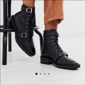 New ASOS Moto  black lace up combat boots 7